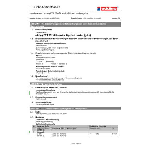 Nachfülltusche FTK25 grün EDDING 4-FTK25004