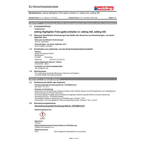 Textmarker gelb EDDING 345-005