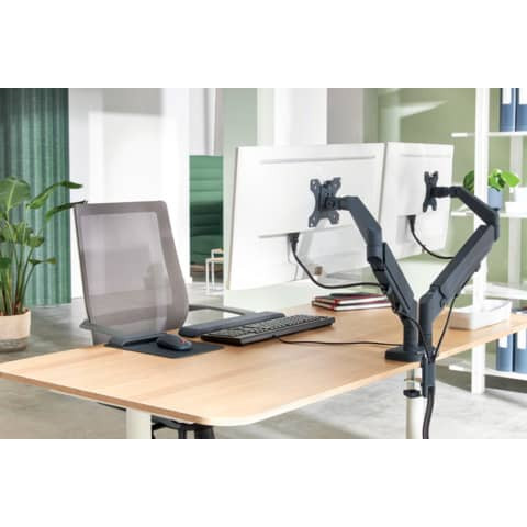Bildschirmträger 2 Monitore samtgrau LEITZ 6537-00-89 Ergo