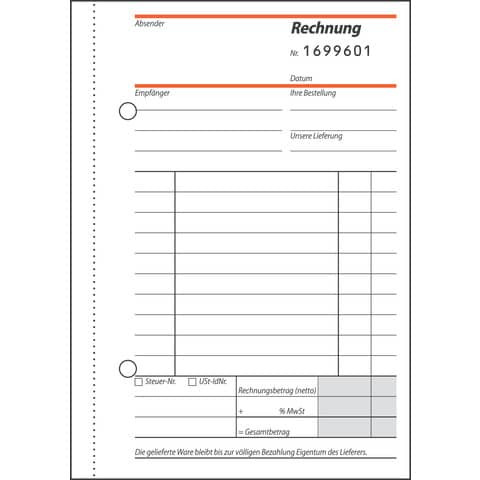 Rechnung A6/2x50BL SD SIGEL SD133 fortlfd. num.