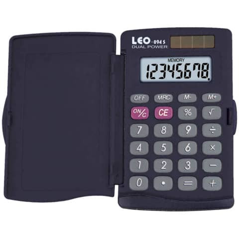 Taschenrechner grau LEO 094S 8-stellig 57x9,5x100mm BxHxT