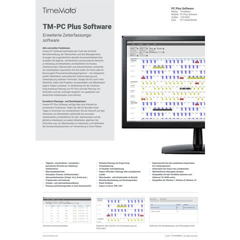 TimeMoto® TM PC Software Plus - Zeiterfasssungssoftware