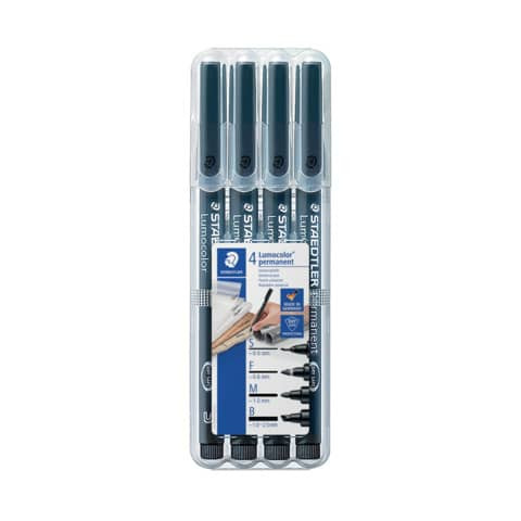 Feinschreiber Universalstift Lumocolor® pen set - permanent, 4 Stiften in S, F, M, B,