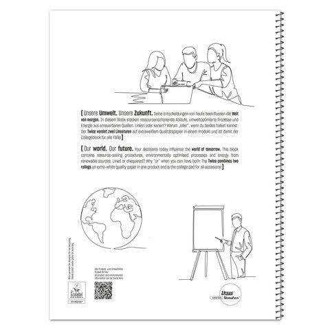 Collegeblock A4 40+40BL lin+kar STAUFEN STYLE 608558000 Competenz