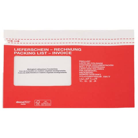 Dokumententasche C5 weiß/rot 500 St. DOCUFIX 2FHDP340233 Papier