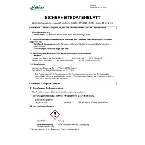 Geschirrspültabs All-in-1 Power 40ST G&G 5913333009/4974587006