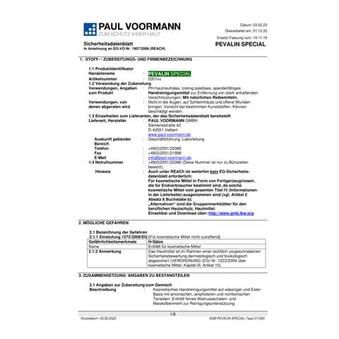 Handreinigungscreme 500ml Dose PEVALIN 56274-00000-03