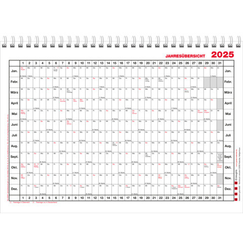Wandkalender A4 quer 5Jahre 1J 1S GÜSS 12-10 Langzeit Spirale