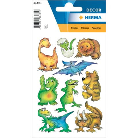 Schmucketikett Dinos 27 Stück HERMA 3431 Decorsticker Papier