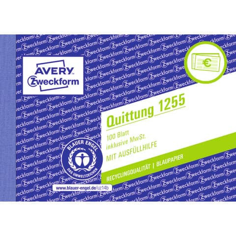 Quittung Recycling A6quer 100BL AVERY ZWECKFORM 1255