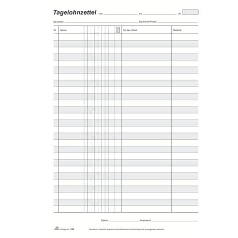 Tagelohnblock A4 3x40BL SD RNK 180