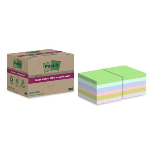 Haftnotizblock Recycled 12x70BL farbig POST-IT 654 RSS12COL 76x76mm Super