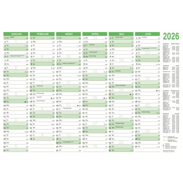 Tischkalender 2026 A5 quer grün RNK 2911/26