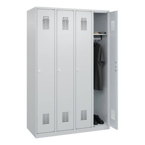 Garderobenschrank 4 Abteile h.grau CP 088055-40/RAL7035 S10002