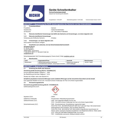 Geräte Schnellentkalker 2l DR.BECHER 1644000