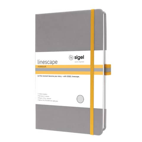 Notizbuch ca.A5 kariert hellgrau SIGEL LS100 Linescape Hardcover
