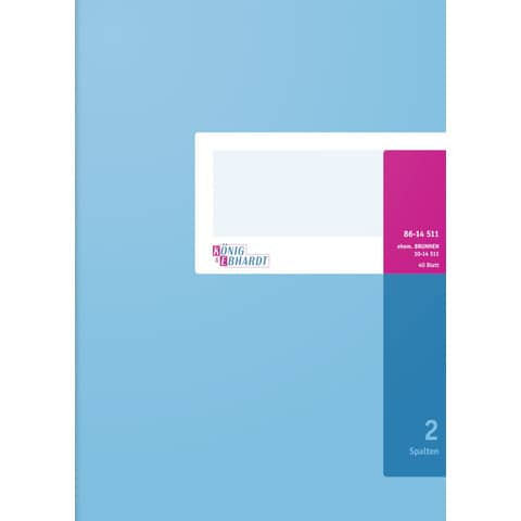 Spaltenbuch A4 40Bl 2Spalten K+E 8614511 Kart o.Kopf 614K40