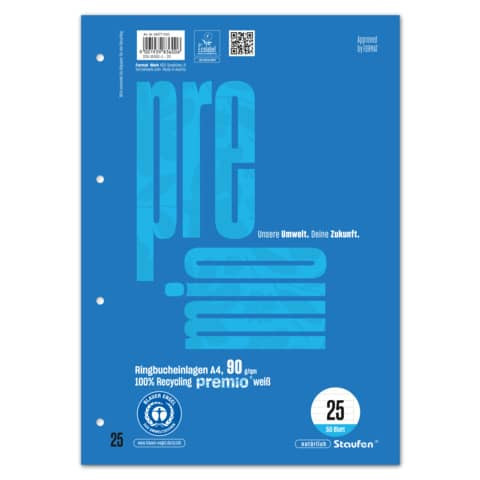 Ringbucheinlage A4 50BL 9mm liniert +R STAUFEN PREMIO 040771025 LIN25