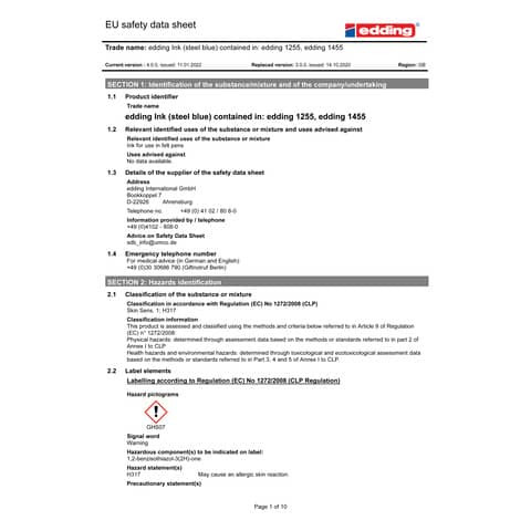 Calligraphypen stahlblau EDDING 4-125520-003/017 2,0mm
