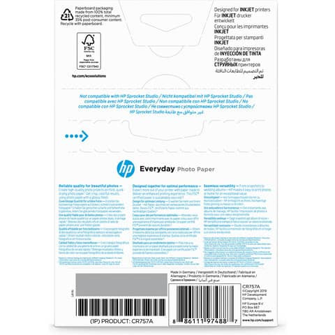 Inkjetpapier 100BL glossy HP CR757A 10x15cm 200g