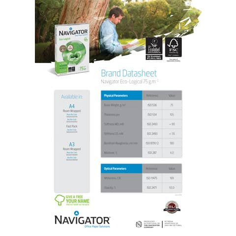 Kopierpapier A4 75g 500Bl weiß NAVIGATOR Eco-Logical 82467A75S