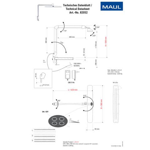 Tischleuchte LED MAULwork weiß MAUL 82052 02 dimmbar