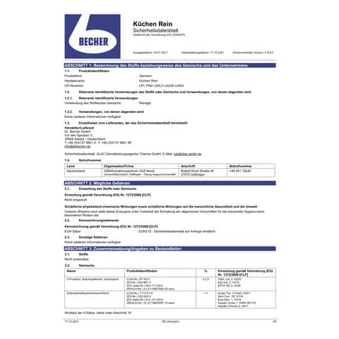 Küchen Rein 1l DR.BECHER 1693000