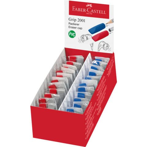 Radierer Grip 2001 grau+blau/grau+rot FABER CASTELL 187001 2St