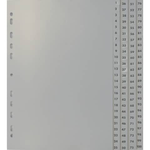 Ordnerregister A4 1-100 grau NEUTRAL 4100ZaEu Kunststoff