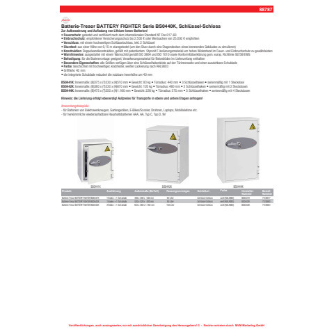 Akku Brandschutztresor weiß PHÖNIX SAFE BS0441K Li-Ion Akku Home