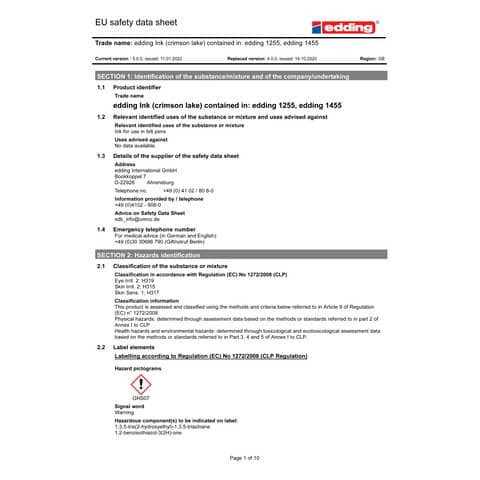 Calligraphypen karmesin EDDING 125535-046 3,5mm