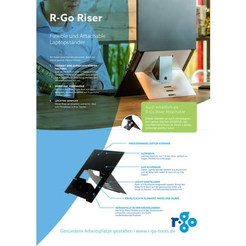 R-Go Riser Flexibel Laptopständer R-GO TOOLS RGORISTBL