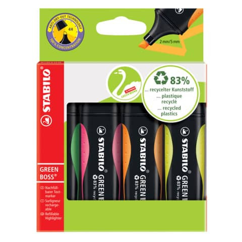 Textmarkeretui 4ST Green Boss STABILO 6070/4