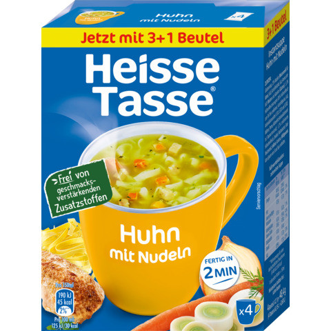 Instantsuppe Huhn mit Nudeln 4ST f.600ml Heisse Tasse 2235341008 4 Portionen