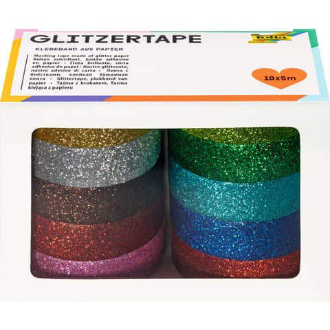Klebeband Glitter 10er-Set sortiert FOLIA 28509 5mx15mm