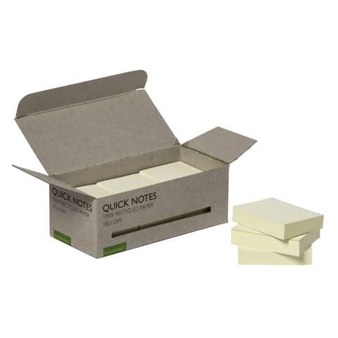 Haftnotizblock 100BL 12BK Recyceld gelb Q-CONNECT KF17323 38x51mm