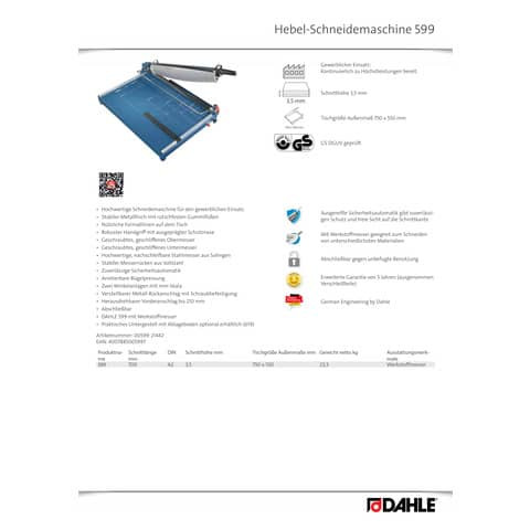 Hebel-Schneidemaschine DAHLE 00599-21442