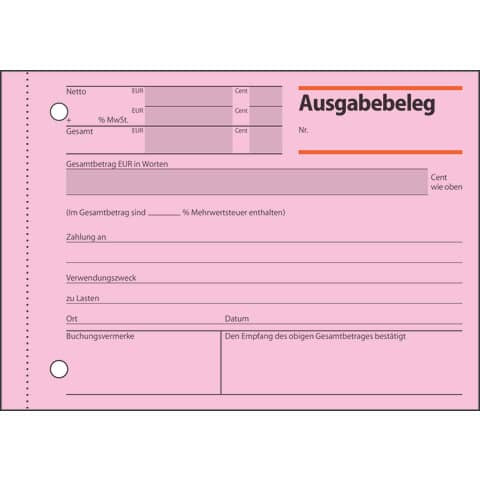Kassen Ausgabebeleg A6q rosa SIGEL AG615 50BL