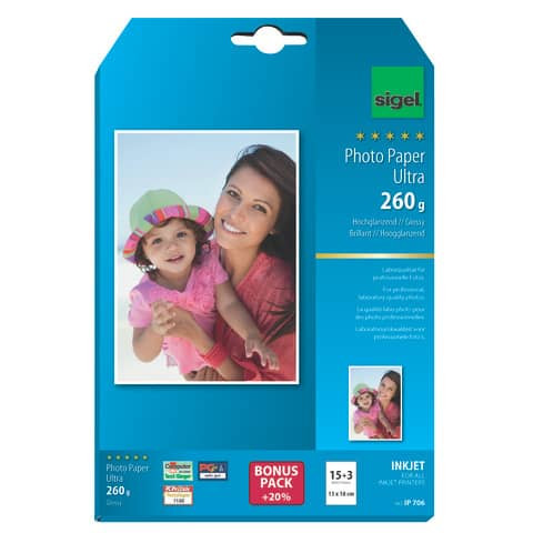 Inkjet Fotopapier Ultra 18BL SIGEL IP706 13x18cm 260g