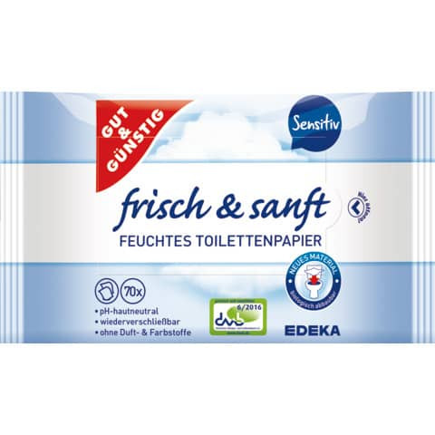 Feuchtes Toilettenpapier sensitiv 2x70ST GUT & GÜNSTIG 419266800
