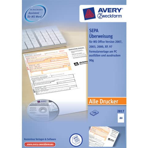 PC Formular SEPA-Überweisung ZWECKFORM 2817 100St EU