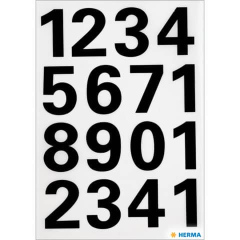 Zahlenetikett 0-9 Folie schwarz 16 Stück HERMA 4168 25 mm wetterfest