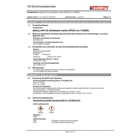 Nachfülltusche 25ml rot EDDING BTK25002