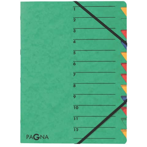 Ordnungsmappe grün 12teilig PAGNA 24131-03 Gummizug