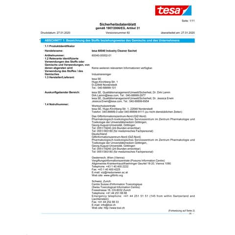 Reinigungsspray Industrie 500ml weiß TESA 60040-00000-02
