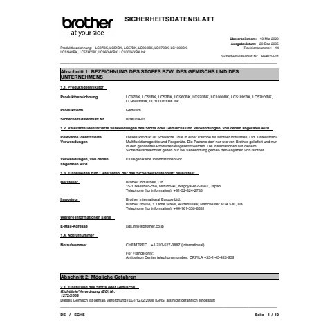 Inkjetpatrone schwarz BROTHER LC1000BK
