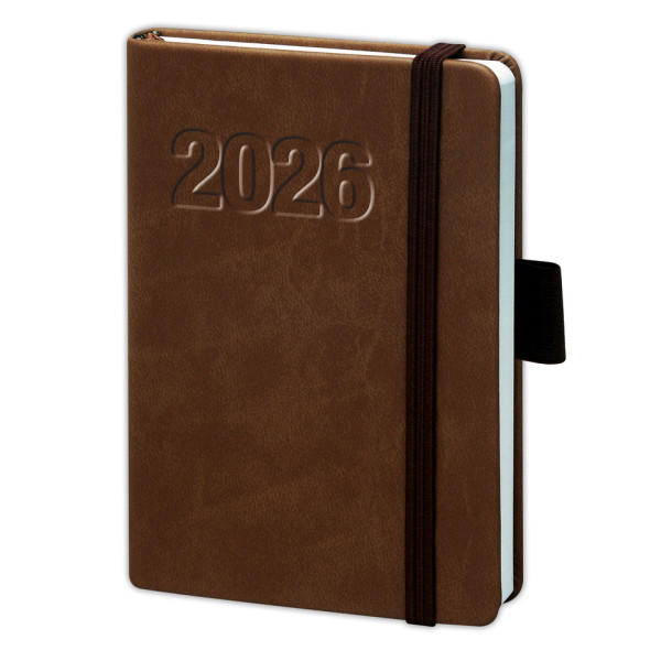 Buchkalender V-Book, A6, 1W/2S, Kunstleder, braun BSB 02-0132