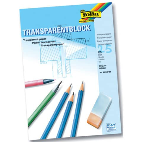 Transparentpapier - 80g, A3 Block, 25 Blatt