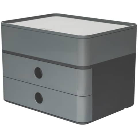 SMART-BOX PLUS ALLISON Schubladenbox mit Utensilienbox - stapelbar, 2 Laden, dark grey/granite grey