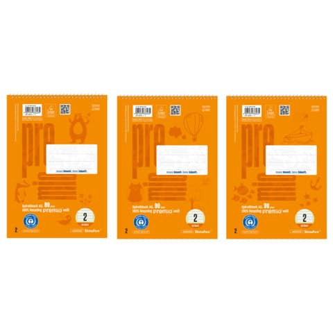 Spiralblock A5 40BL 4/4/4 lin. orange STAUFEN PREMIO 040741002 LIN2